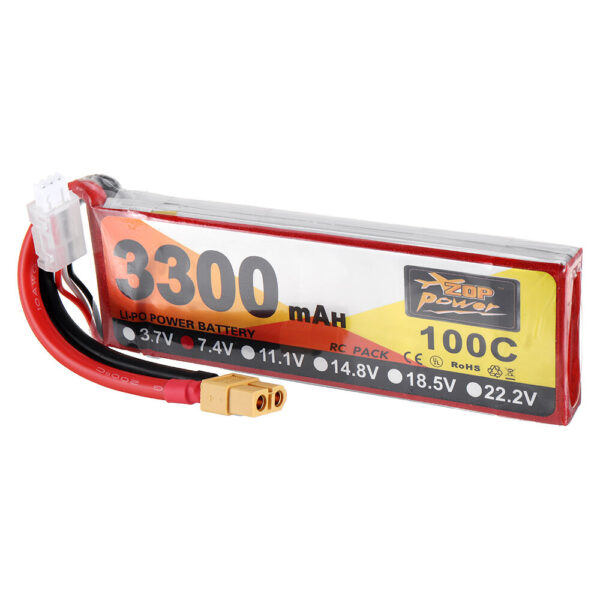 ZOP Power 7.4V 3300mAh 100C 2S Lipo Battery XT60 Plug for RC Racing Drone - Image 2