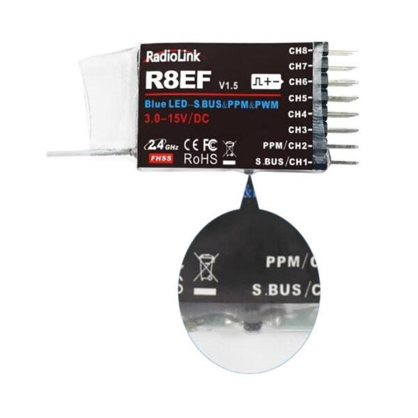 RadioLink R8EF 2.4GHz 8CH Long Distance PWM PPM SBUS RC Receiver for T8FB T8S RC Transmitter RC Airplane Car Boat - Image 4