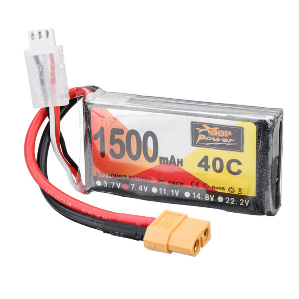 ZOP Power 7.4V 1500mAh 40C 2S LiPo Battery XT60 Plug for RC Drone - Image 2