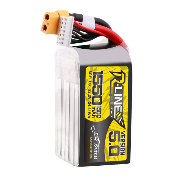 TATTU R-LINE V5.0 22.2V 1550mAh 150C 6S1P LiPo Battery XT60 Plug for RC Drone - Image 2