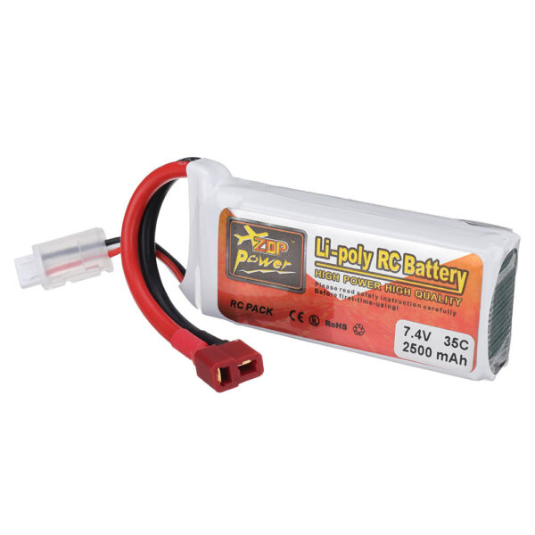 ZOP Power 7.4V 2500mAh 35C 2S LiPo Battery T Deans Plug for RC Drone - Image 2