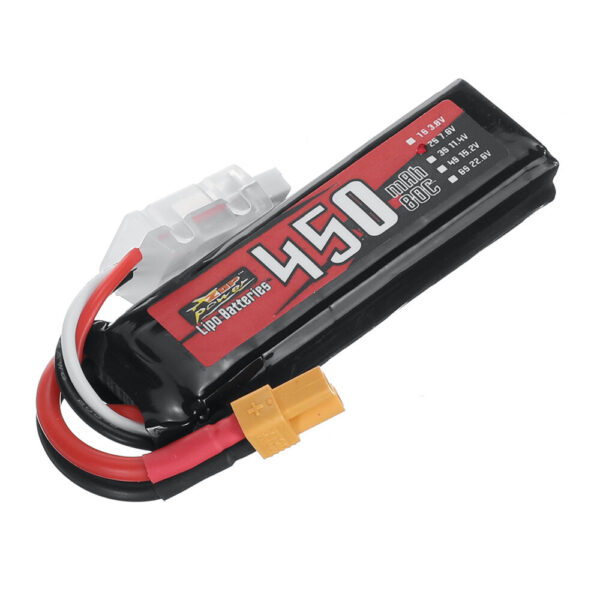 ZOP Power 7.6V 450mAh 80C 2S LiPo Battery With XT30 Plug for RC Drone - Image 1