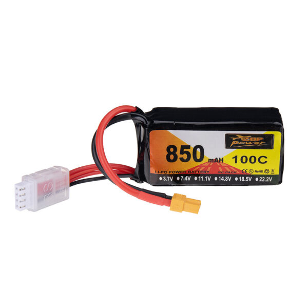 ZOP Power 11.1V 850mAh 100C 3S LiPo Battery XT30 Plug for RC Drone - Image 1