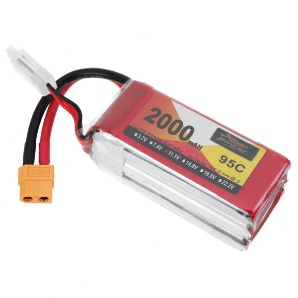 ZOP POWER 11.1V 2000mAh 95C 3S LiPo Battery XT60 Plug With T Adapter Plug for RC Drone - Image 2