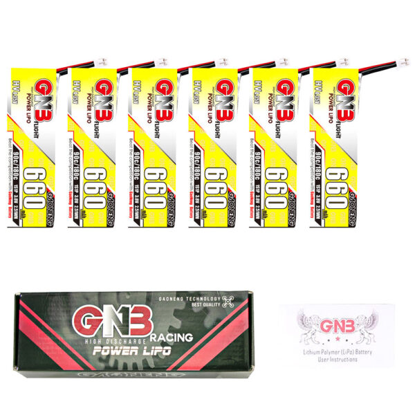 6PCS GAONENG GNB LiHV 1S 3.8V 660mAh 90C LiPo Battery PH2.0 Plug for Happymodel Crux3 EMAX Tinyhawk III Mobula7 75mm Indoor Whoop FPV Racing Drone - Image 4