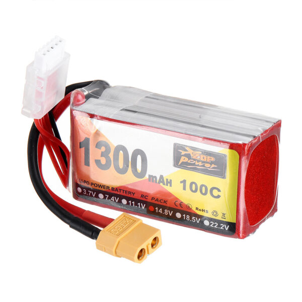 ZOP Power 14.8V 1300mAh 100C 4S Lipo Battery XT60 Plug for RC Racing Drone - Image 2