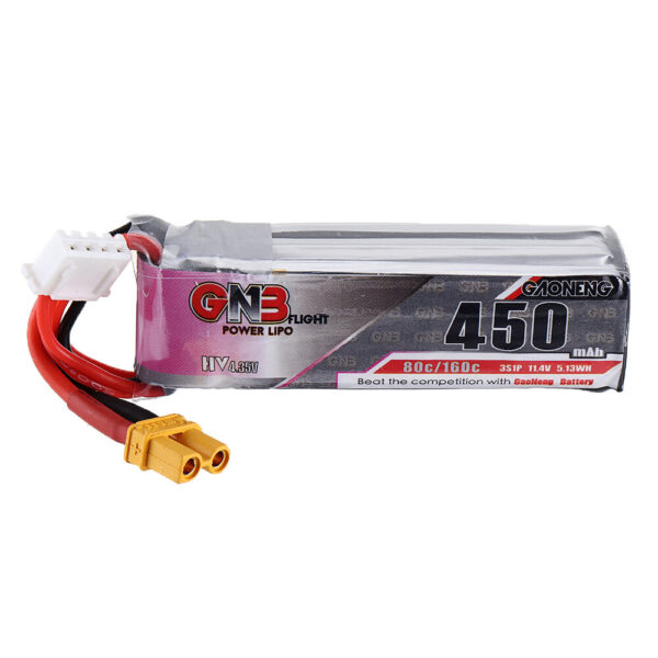 Gaoneng GNB 11.4V 450mAh 80C 3S HV LiPo Battery XT30 Plug for RC Drone - Image 2