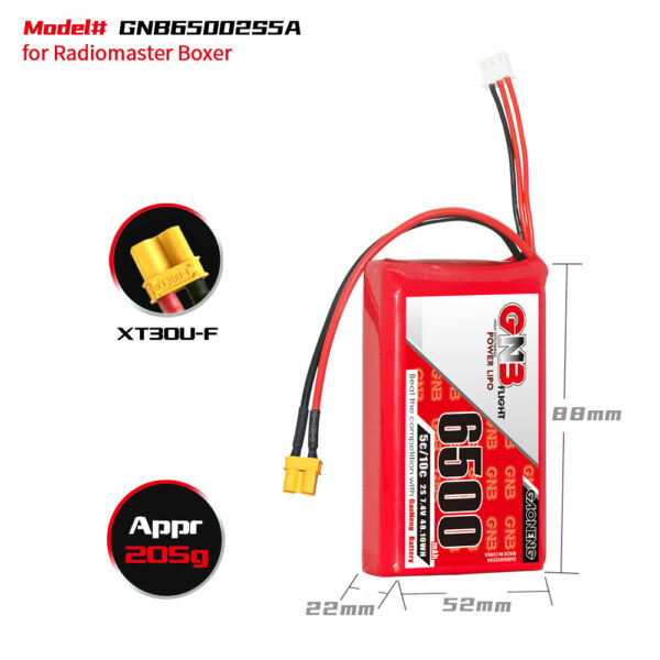 Gaoneng 7.4V 6500mAh 5C 2S LiPo Battery XT30 Plug for Radiomaster Boxer Transmitter - Image 5