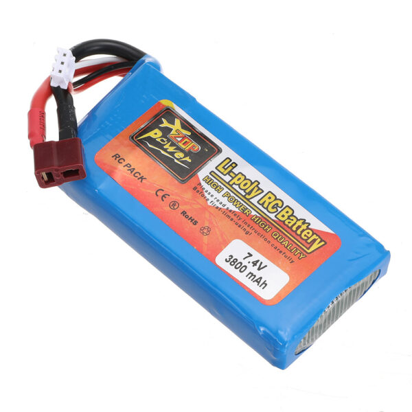 ZOP Power 7.4V 3800mAh 20C 2S Li-poly Battery with T Plug for Wltoys Car 124017 144010 124019 124018 and 144001 Car - Image 2