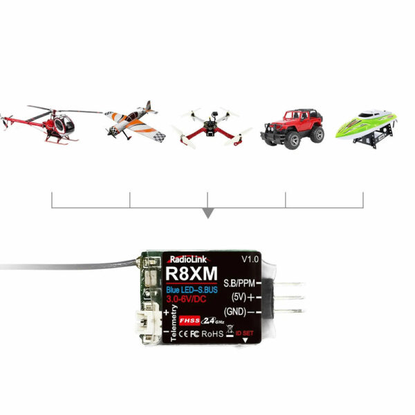 Radiolink R8XM 2.4GHz 8CH FHSS SBUS/PPM Mini Receiver Built-in Telemetry 4000M Control Distance for RC Airplane Car Boat - Image 3