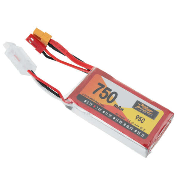 ZOP POWER 7.4V 750mAh 95C 2S LiPo Battery XT30 JST Plug for RC Drone - Image 3