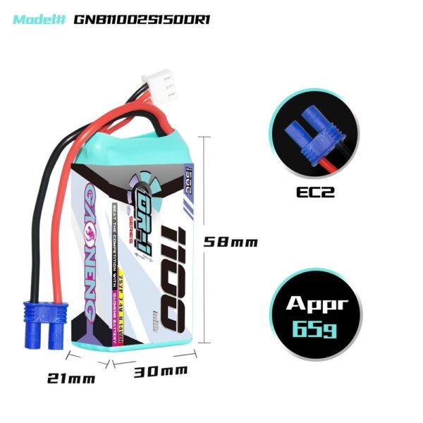 Gaoneng 7.4V 1100mAh 150C 2S LiPo Battery EC2 Plug/T Plug for 1/24 1/18 ECO RC Cars - Image 6