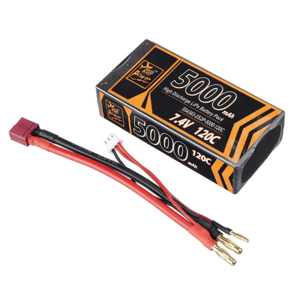 ZOP Power 7.4V 5000mAh 120C 2S Lipo Battery T Deans Plug Hard Case for RC Car - Image 7