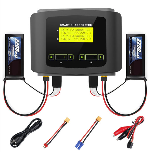 HTRC C6X2 AC 150W DC 240W Dual Channel LCD Screen Lipo Charger RC Balance Discharger for 1~6S LiPo LiFe Lilon 1~15S NiCd NiMH Battery - Image 5