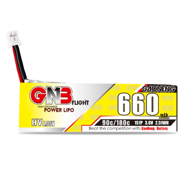 6PCS GAONENG GNB LiHV 1S 3.8V 660mAh 90C LiPo Battery PH2.0 Plug for Happymodel Crux3 EMAX Tinyhawk III Mobula7 75mm Indoor Whoop FPV Racing Drone - Image 1