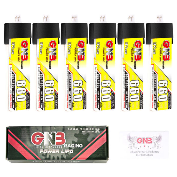 6PCS GAONENG GNB LiHV 1S 3.8V 660mAh 90C LiPo Battery PH2.0 for Mobula7 75mm Indoor Whoop RC FPV Racing Drone Drone - Image 5