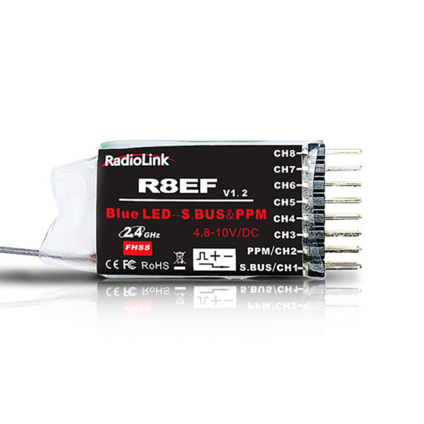 RadioLink R8EF 2.4GHz 8CH Long Distance PWM PPM SBUS RC Receiver for T8FB T8S RC Transmitter RC Airplane Car Boat - Image 3