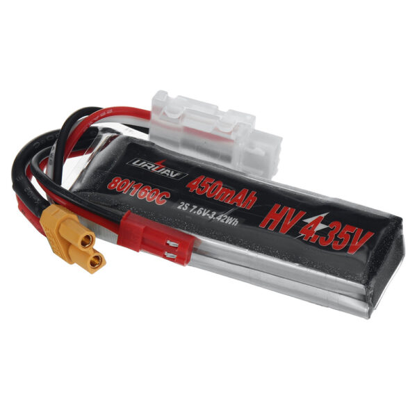 URUAV Power 7.6V 450mAh 80C/160C 2S HV LiPo Battery XT30 Plug for Happymodel Mobula8 Sub250 Nanofly20 iFlight CineBee Whoop Beta FPV Drone - Image 3