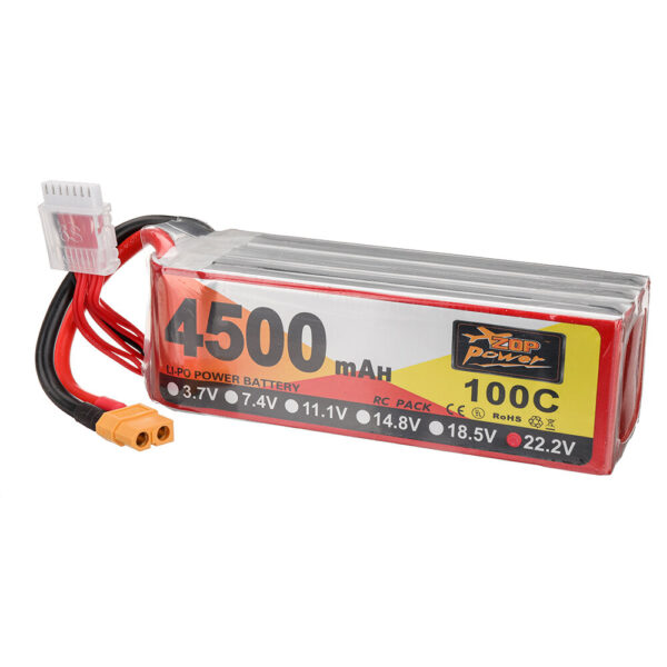 ZOP Power 22.2V 4500mAh 100C 6S LiPo Battery XT60 Plug for RC Drone - Image 1