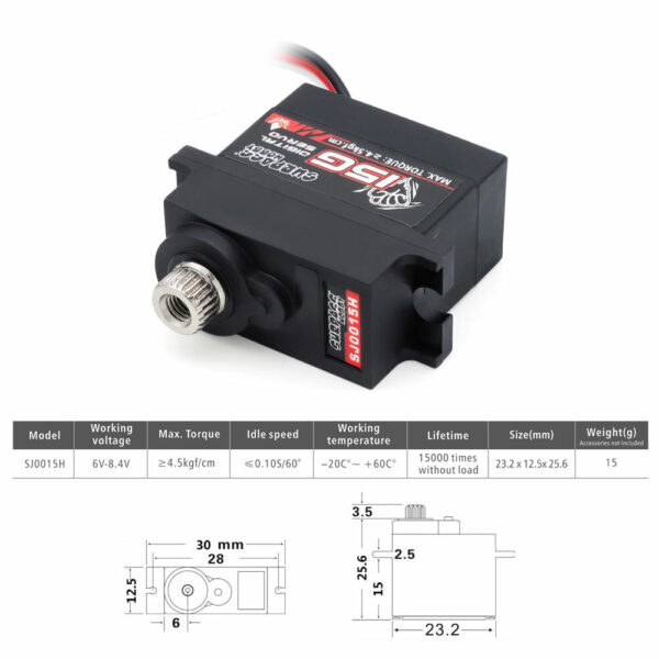 SURPASS-HOBBY SJ0015H High Pressure SJ0015M Low Pressure 15G Waterproof Servo for Fixed Wing RC Helicopter Robot - Image 7