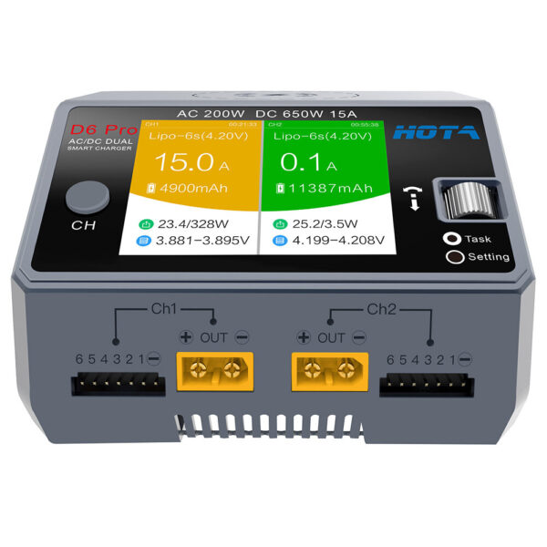 HOTA D6 Pro AC 200W DC 650W 15A*2 Dual Channel Lipo Charger With Wireless Charging for NiZn/Nicd/NiMH Battery - Image 2