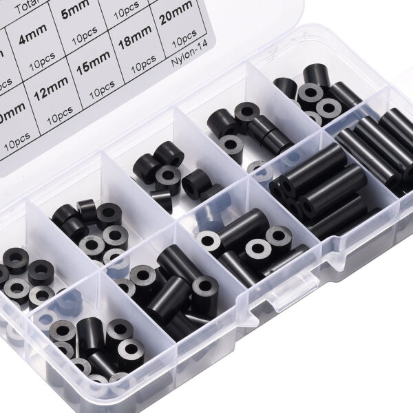 100pcs M3 Nylon Round ABS Metric Spacer Insulation Plastic Standoff Not Threaded for Screw Assortment Kit Set - Image 4