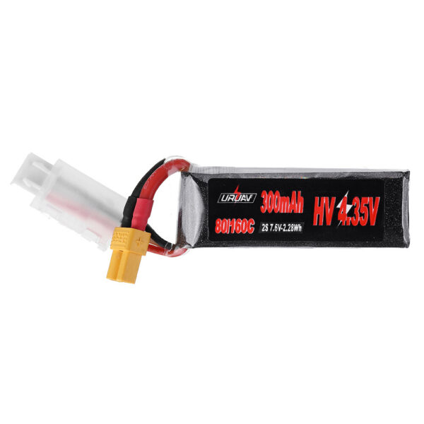 URUAV 7.6V 300mAh 80C/160C 2S HV 4.35V Lipo Battery XT30 Plug for EMAX Tinyhawk II Indoor FPV Racing Drone - Image 1