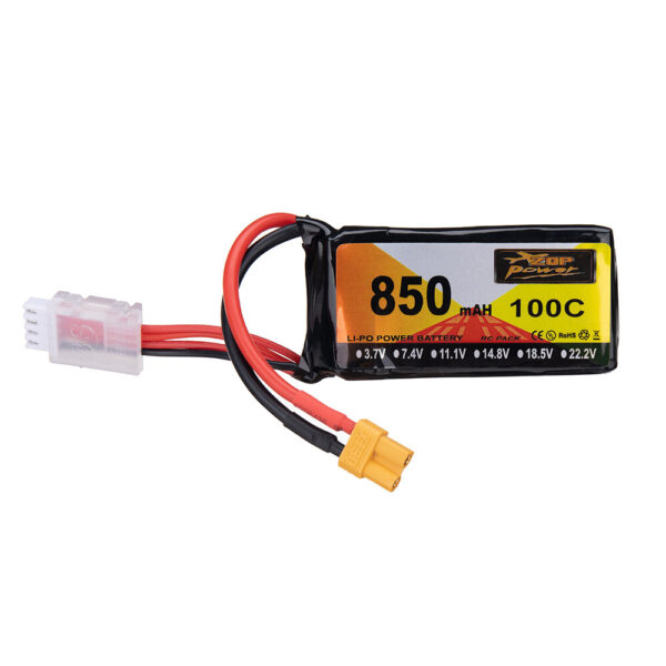 ZOP Power 11.1V 850mAh 100C 3S LiPo Battery XT30 Plug for RC Drone - Image 2