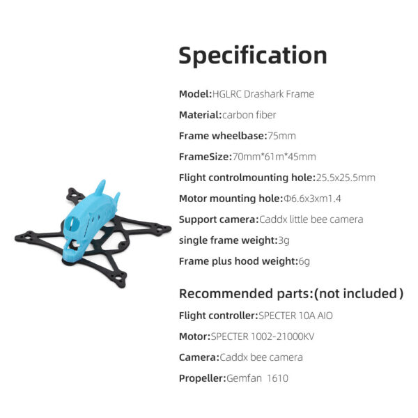 HGLRC Drashark 75mm Wheelbase 1.6 Inch Frame Kit for FPV Racing Drone - Image 5