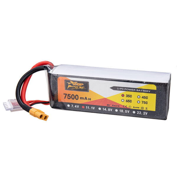 ZOP Power 11.1V 7500mAh 35C 3S LiPo Battery XT60 Plug for RC Drone - Image 1