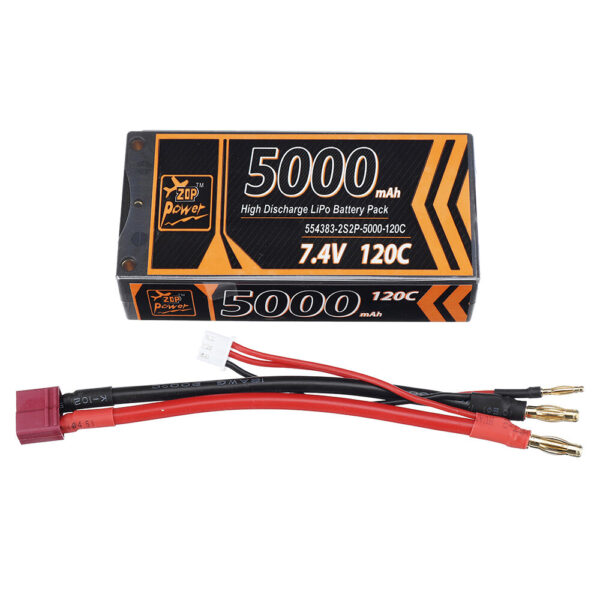 ZOP Power 7.4V 5000mAh 120C 2S Lipo Battery T Deans Plug Hard Case for RC Car - Image 8