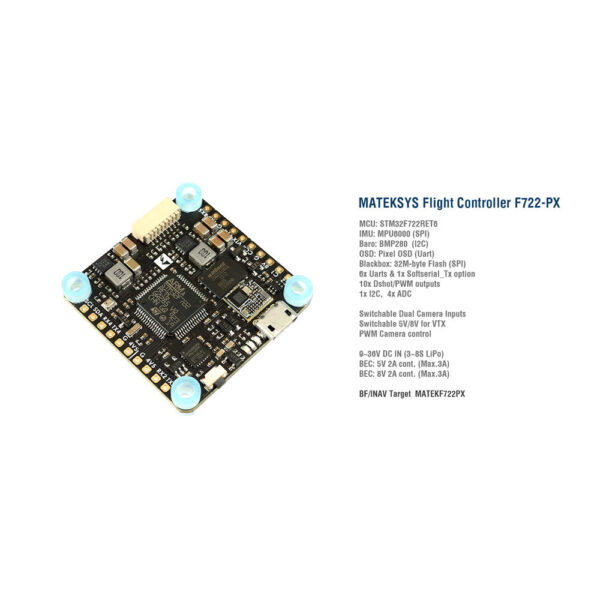 MATEK Systems F722-PX Flight Controller STM32F722 MPU6000 BMP280 Pixel OSD 32M Flash Blackbox for RC Drone Airplane - Image 2