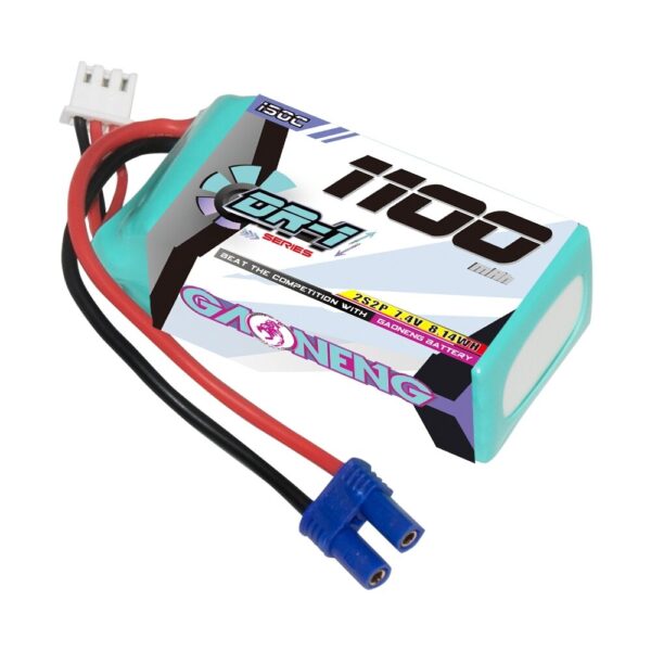 Gaoneng 7.4V 1100mAh 150C 2S LiPo Battery EC2 Plug/T Plug for 1/24 1/18 ECO RC Cars - Image 1