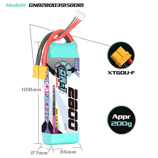 Gaoneng 11.1V 2800mAh 150C 3S Lipo Battery XT60 PLUG/T PLUG for 1/12 1/14 1/16 RC Cars - Image 4