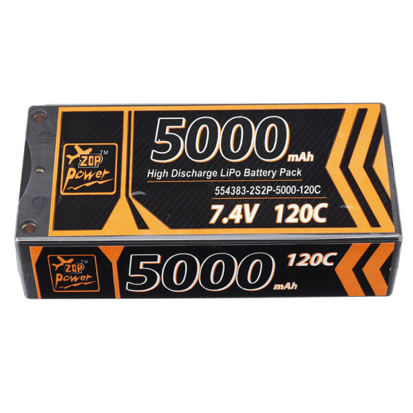 ZOP Power 7.4V 5000mAh 120C 2S Lipo Battery T Deans Plug Hard Case for RC Car - Image 3