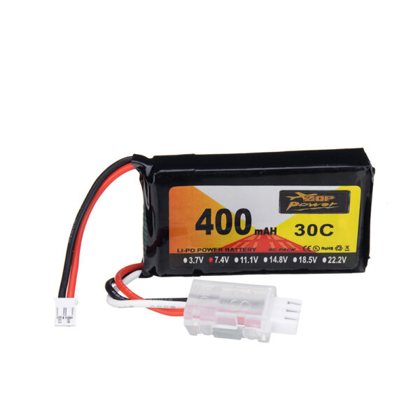 2Pcs ZOP Power 7.4V 400mAh 30C 2S LiPo Battery PH2.0 Plug for RC Drone - Image 1