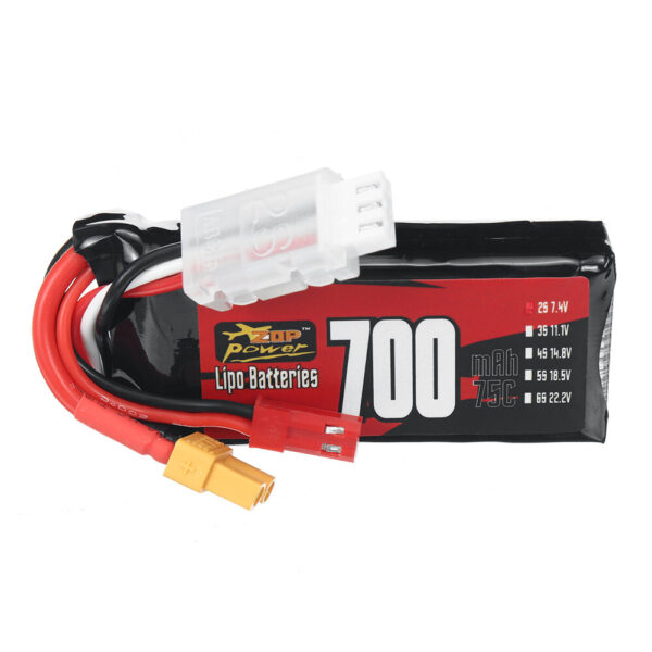 ZOP Power 2S 7.4V 700mAh 75C 5.18Wh LiPo Battery XT30 Plug for RC Helicopter FPV Racing Drone - Image 1