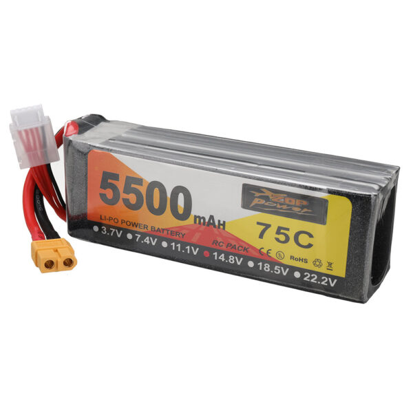 ZOP Power 14.8V 5500mAh 75C 4S LiPo Battery XT60 Plug for RC Drone - Image 1