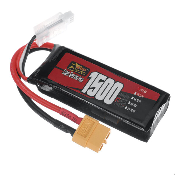 ZOP Power 2S 7.6V 1500mAh 60C 11.4Wh LiPo Battery XT60 Plug for RC Drone - Image 2