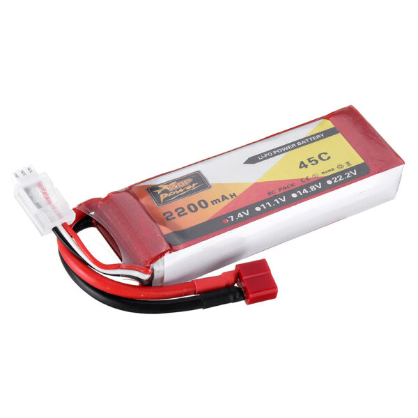 ZOP Power 7.4V 2200mAh 2S 45C Lipo Battery T Plug for Wltoys 124019 124018 144001 10428 K949 Rc Car - Image 3