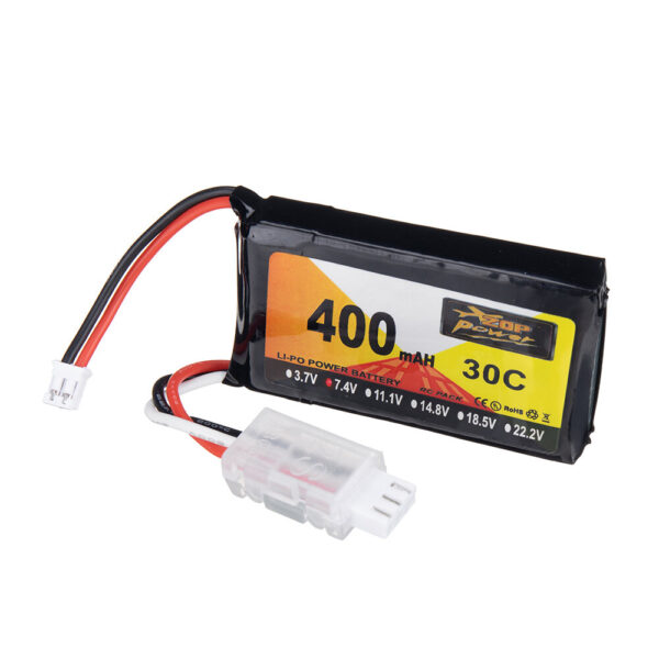 2Pcs ZOP Power 7.4V 400mAh 30C 2S LiPo Battery PH2.0 Plug for RC Drone - Image 2