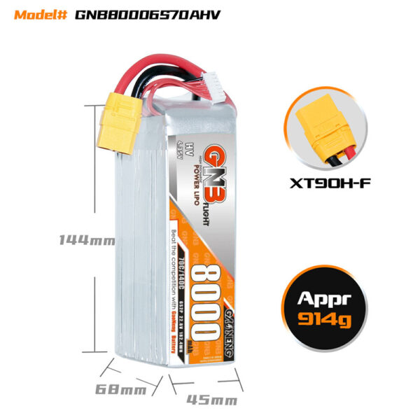 Gaoneng GNB 22.8V 8000mAh 70C 6S LiPo Battery  EC522 / XT60 / XT90 / T Plug for RC Drone - Image 4