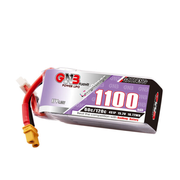 Gaoneng GNB 15.2V 1100mAh 60C 2S HV LiPo Battery XT30 Plug for RC Drone - Image 1