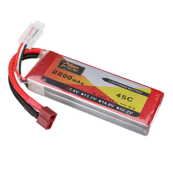 ZOP Power 7.4V 2200mAh 45C 2S LiPo Battery T Plug for Wltoys 124016 124017 RC Car - Image 3