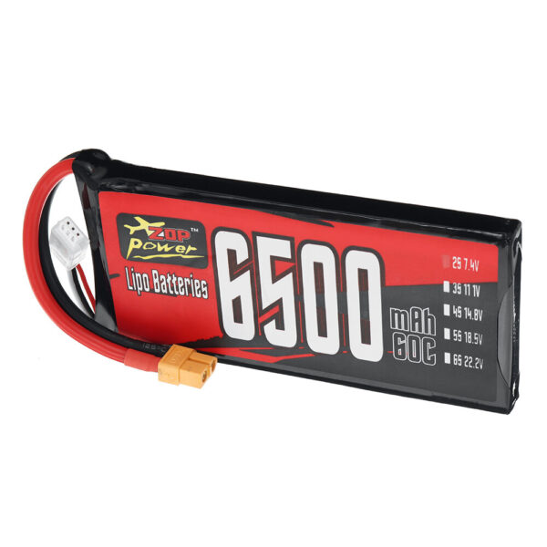 ZOP Power 2S 7.4V 6500mAh 60C 48.1Wh LiPo Battery XT60 Plug for RC Car - Image 1