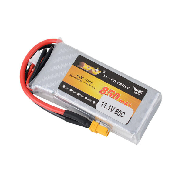 XW 11.1V 850mAh 80C 3S LiPo Battery JST/XT30/XT60 Plug for RC Drone - Image 1