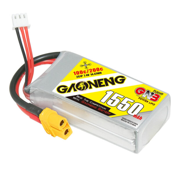 Gaoneng GNB 7.4V 1550mAh 100C 2S LiPo Battery XT60 Plug for RC Drone - Image 1