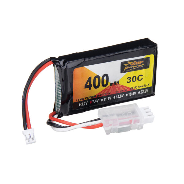 2Pcs ZOP Power 7.4V 400mAh 30C 2S LiPo Battery PH2.0 Plug for RC Drone - Image 5