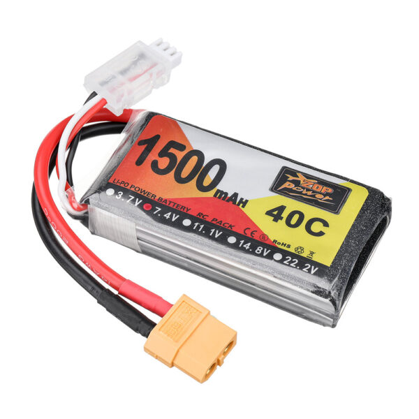 ZOP Power 7.4V 1500mAh 40C 2S LiPo Battery XT60 Plug for RC Drone - Image 5