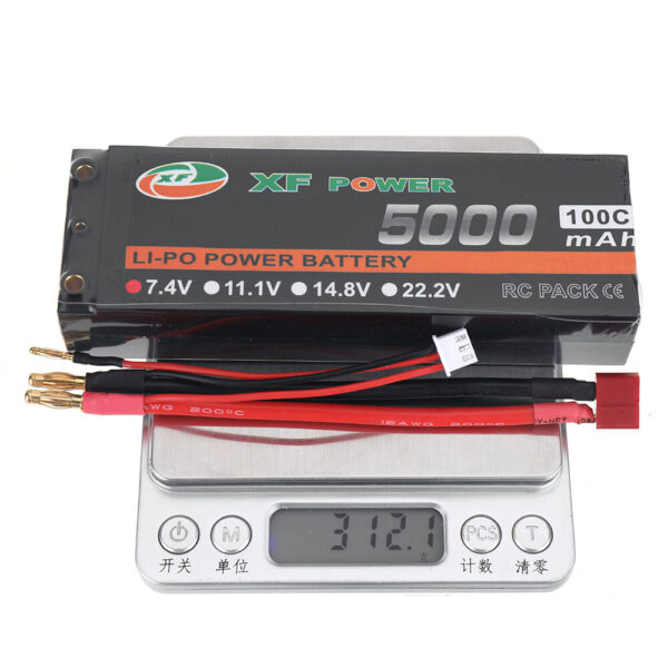 XF POWER 7.4V 5000mAh 100C 2S LiPo Battery T Deans Plug for RC Drone - Image 9